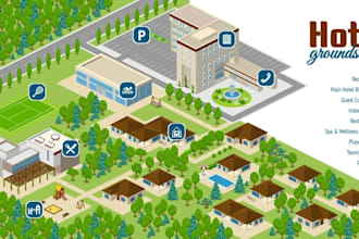 design custom illustrated resort maps, hotel maps and vacation property maps