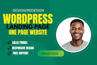 do wordpress landing page, one page website, wordpress website, sales funnel