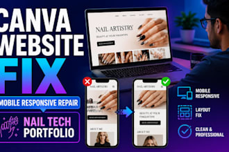 do canva website mobile responsive fix nail tech portfolio broken layout screen