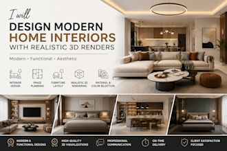 design modern home interior design with realistic 3d rendering