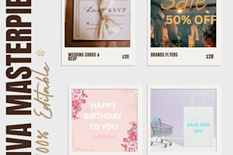 design creative canva templates for flyers , invitation cards and business
