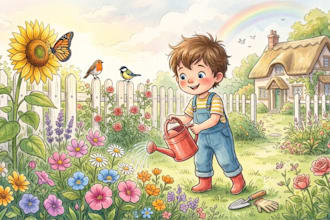 draw cute children book illustration and sport illustration for story book