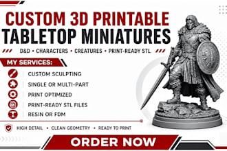 create custom 3d printable tabletop miniatures and stl files