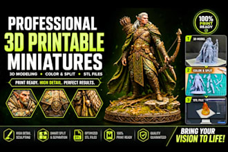 create 3d printable tabletop miniatures and split stl files