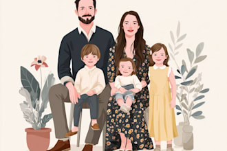 draw family portrait illustration