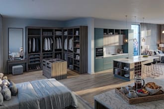 make 3d wardrobe, kitchen cabinet and bedroom designs