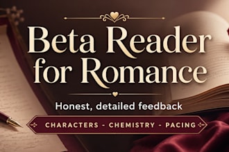 beta read your romance or fantasy novel with detailed feedback