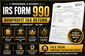 prepare irs form 990, 990 ez and nonprofit tax return