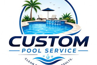 design a custom pool service and swimming pool logo