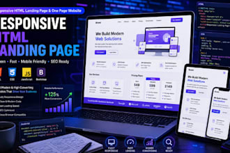 create a responsive HTML landing page or one page website
