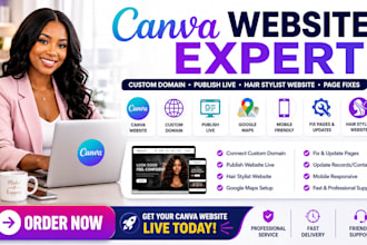 canva website custom domain connect publish live hair stylist fix records map