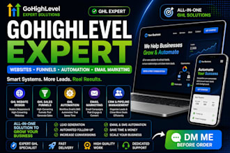build gohighlevel  website, ghl sales funnel ghl automation and CRM