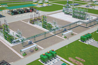 design 3d gas plant, 3d gas station, 3d oilfield facility, gas pipeline design