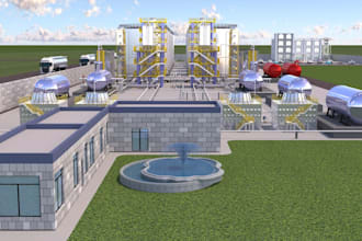 design 3d gas plant, 3d gas station, 3d oilfield facility, 3d gas pipeline