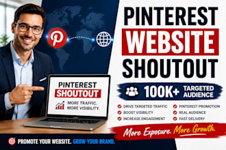 shout out your website pinterest promotion website blog, fb, tiktok, youtube