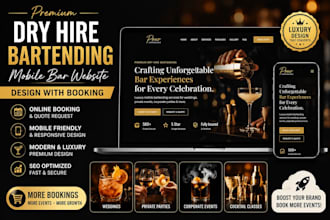 design dry hire bartending mobile bar website with booking