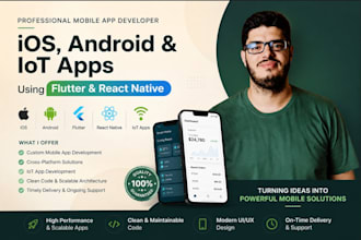 do mobile app development ios app android app iot app using flutter react native