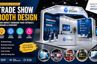 design trade show booth, exhibition stand, booth backdrop and banner