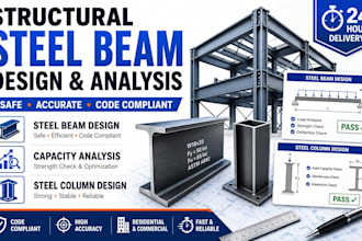provide structural steel beam design, capacity analysis and steel column designs
