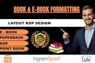 do book formatting, book layout design, kindle ebook format