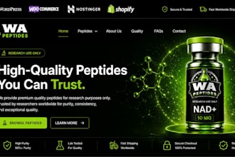 build peptide website, pedtide website design, research peptide ecommerce store