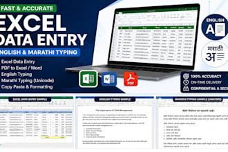 do excel data entry and english marathi typing