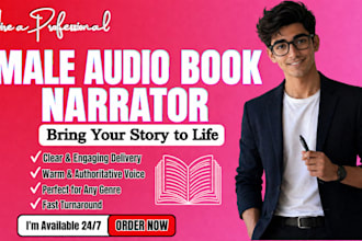 narrate or edit audiobook as american male voice over fiction novel audiobook