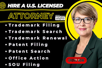 do trademark and patent filing, search, office action, renewal, sou filing