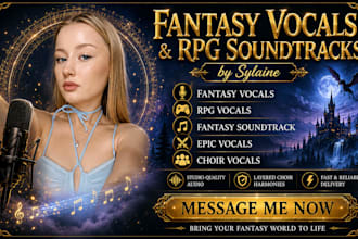 create fantasy vocals, rpg vocals, fantasy soundtrack, epic vocals, choir vocals