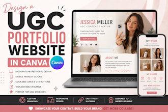 design professional ugc portfolio website in canva for creator