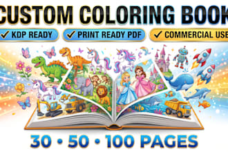 design custom coloring book pages and activity worksheets for kids and adults