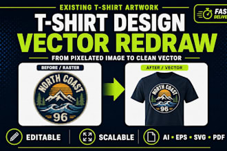 vectorize your t shirt design into clean print ready files