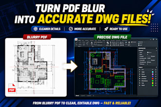 convert pdf to autocad, dwg or cad into 2d floor plans with permit drawings