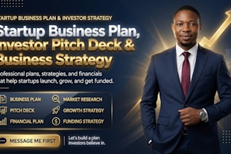 create startup business plan, investor pitch deck business strategy