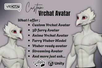 create vrchat avatar, furry vtuber model, vseeface avatar, vrm 3d rigging