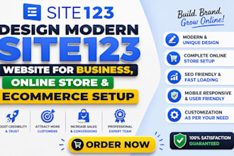 design modern site123 website for business, online store and ecommerce setup