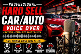 record professional hard sell car auto commercial voice over