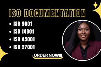 prepare iso 9001, iso 14001, iso 45001 and iso 27001 certification documentation