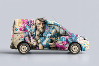 draw clean and professional car wrap, vehicle wrap design