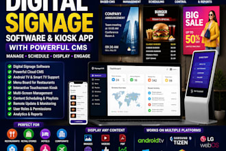 build digital signage software kiosk app android TV menu board cms