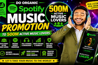 do organic spotify music promotion, music promotion to 500m active music lovers