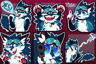 draw custom furry telegram stickers discord emotes animated stickers furry arts