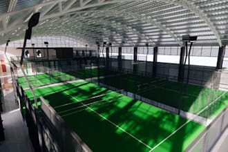 layout 3d realistic padel court,tennis court,pickle ball court,sport complex,cgi