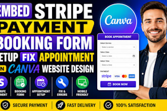 embed stripe payment booking form setup fix appointment on canva website design