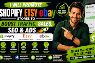 promote shopify etsy ebay stores to boost traffic sales SEO ads