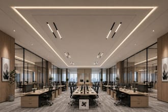 do 3d interior design of home office, workspace gaming room, break room showroom