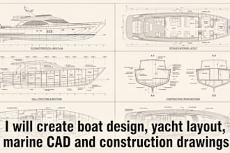 create boat design, yacht layout, marine cad and constructions drawing