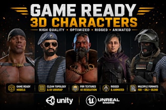 design game ready 3d game character game asset for unity and unreal engine game