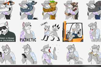 draw nsfw, sfw  cute furry badge, telegram, discord, crypto stickers pack
