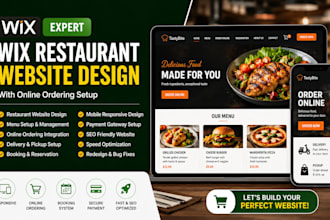 redesign wix restaurant website with online ordering and business website